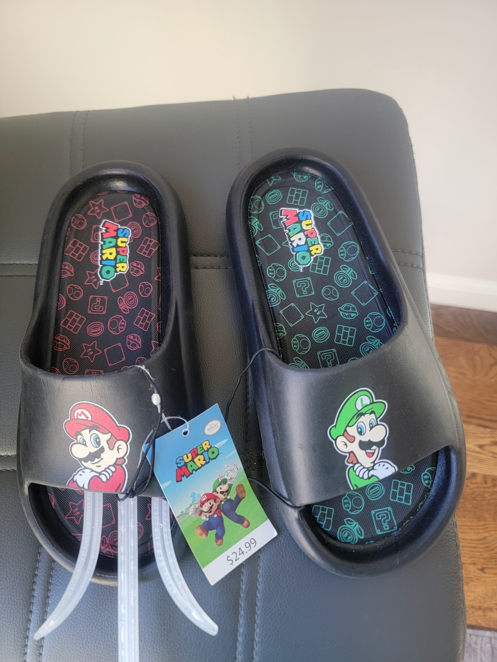 Kids' Nintendo Mario Comfort Slides - Black Size 4